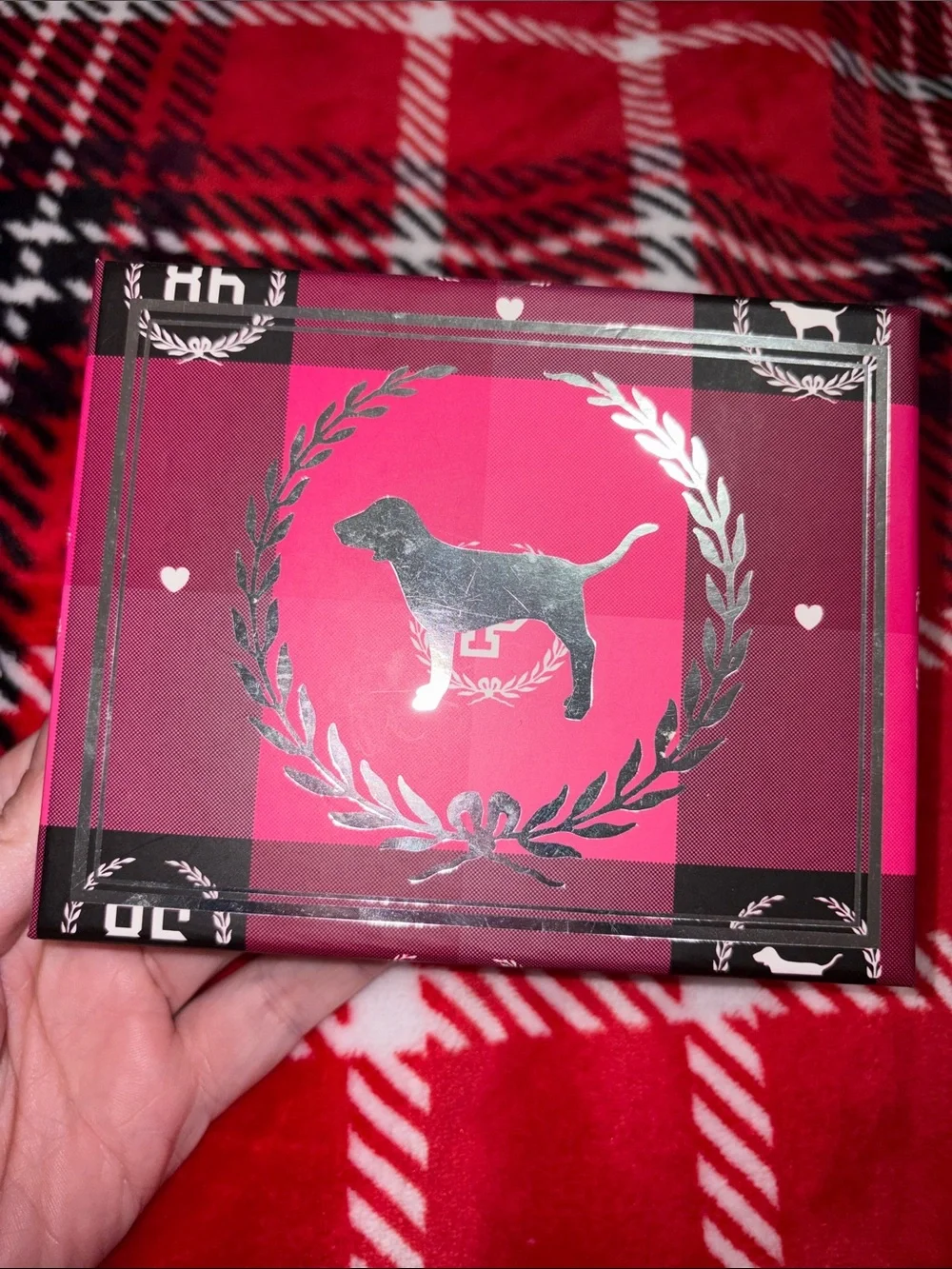 PINK Victoria's Secret Pink Plaid Dog Gift Box